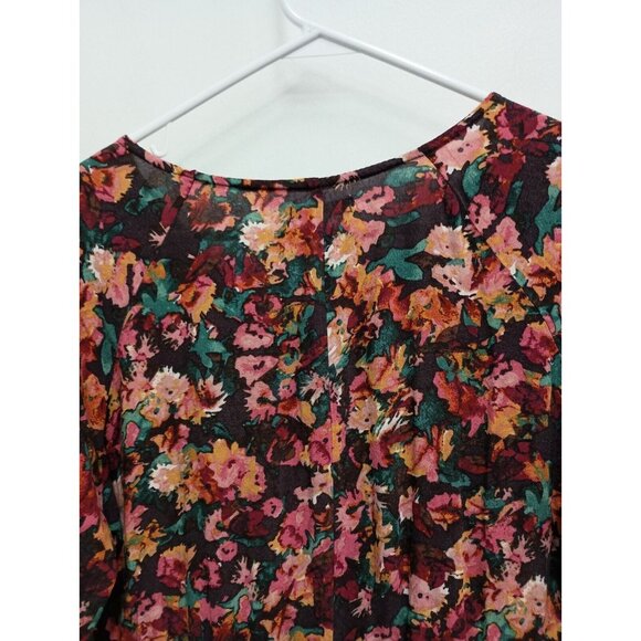 Maurices Womens Blouse Top Size 1X Red Floral Tiered BOHO Peasant Smocked - Picture 11 of 11